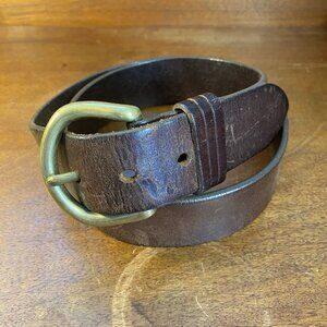 Vintage Eddie Bauer Leather Belt | Brass Buckle | Size Large | Brown Men’s  36”